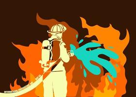 Feuerwehrmann-Silhouette-Vektorillustration, als Banner, Poster oder Vorlage für den internationalen Tag der Feuerwehrleute. vektor