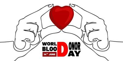 värld blod givare dag affisch på juni 14:e vektor isolerat baner eller affisch