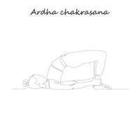 kontinuerlig linje teckning. ung kvinna framställning yoga träning, silhuett bild. en linje dragen illustration.cdr vektor