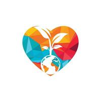 klot träd med hjärta vektor logotyp design mall. planet och eco symbol eller ikon.