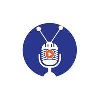 TV-Podcast-Vektor-Logo-Design. Podcast-Mikrofon und TV-Icon-Design. vektor