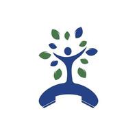 Natur rufen Vektor-Logo-Design. Mobilteil und menschliche Baum-Icon-Design-Vorlage. vektor