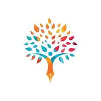 Bildungsversicherung und Support-Logo-Konzept. Stift und menschliches Baum-Symbol-Logo. vektor