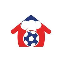 Fußball-Koch-Vektor-Logo-Design. Fußball und Kochmütze mit Home-Icon-Design. vektor