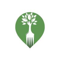 Gabel-Hand-Baum-Vektor-Logo-Design. Logo-Konzept für Restaurant und Landwirtschaft. vektor