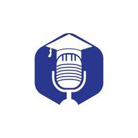 graduierten-podcast-logo-symbol-symbol-design. Bildungs-Podcast-Logo-Konzept. vektor