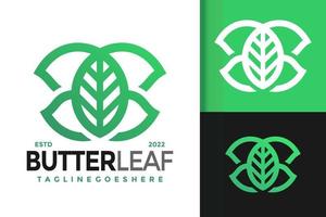 Schmetterling mit Naturblatt-Logo-Design, Markenidentitäts-Logos-Vektor, modernes Logo, Logo-Designs-Vektor-Illustrationsvorlage vektor