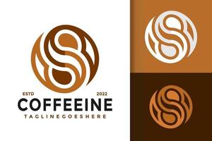 brev s med kaffe kreativ logotyp design, varumärke identitet logotyper vektor, modern logotyp, logotyp mönster vektor illustration mall