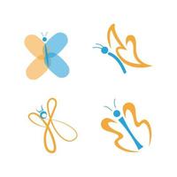 Satz von vier Schmetterlingssymbolen isoliert auf weißem Hintergrund vektor