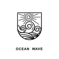 Ocean Wave Sonne scheint Monoline-Design vektor