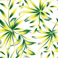 grön gul tropisk bambu löv sömlös mönster med växter lövverk på vit bakgrund. modern grafik textur. hand dragen skön element. natur botanisk konst. sommar design. tapet vektor