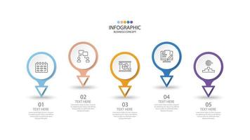 Grundlegende Kreis-Infografik-Vorlage mit 5 Schritten, Prozess oder Optionen, Prozessdiagramm, verwendet für Prozessdiagramm, Präsentationen, Workflow-Layout, Flussdiagramm, Infograph. eps10-Vektorillustration. vektor