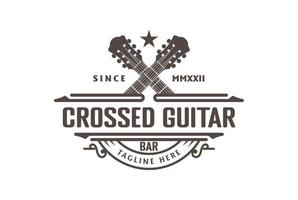 vintage retro cross country gitarre für musiksalon bar cowboy logo design vektor