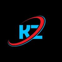 kz k z brev logotyp design. första brev kz länkad cirkel versal monogram logotyp röd och blå. kz logotyp, k z design. kz, k z vektor