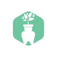 dental trädgård vektor logotyp design mall. tand och blomma pott ikon design.