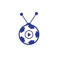 Fußball-TV-Vektor-Logo-Design-Vorlage. Fußball-TV-Symbol-Logo. vektor