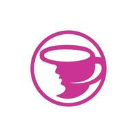 kaffeetasse mit frauengesichtslogovektor. Café-Logo-Design. vektor