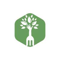 gaffel hand träd vektor logotyp design. restaurang och jordbruk logotyp begrepp.