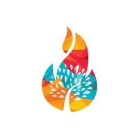 Feuerbaum-Vektor-Logo-Design-Vorlage. Flamme-Natur-Symbol-Logo-Konzept. vektor