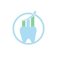 Entwurfsvorlage für das zahnärztliche Statistik-Vektorlogo. Zahnarzt Finanzen Symbol Logo Konzept. vektor