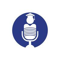 Student-Podcast-Vektor-Logo-Symbol-Design. Bildungs-Podcast-Logo-Konzept. vektor