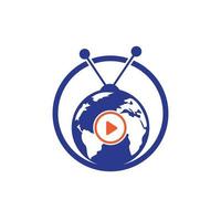 global TV vektor logotyp design begrepp. värld tv ikon design.