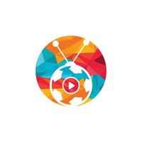 Fußball-TV-Vektor-Logo-Design-Vorlage. Fußball-TV-Symbol-Logo. vektor