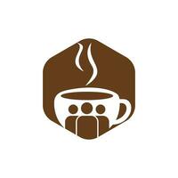 kaffe människor vektor logotyp design. Kafé eller restaurang symbol.