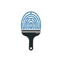 biometrische Farbe Vektor-Logo-Design-Konzept. Fingerabdruck- und Pinsel-Icon-Design. vektor