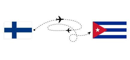 flyg och resa från finland till kuba förbi passagerare flygplan resa begrepp vektor