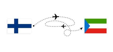 flyg och resa från finland till ekvatorial guinea förbi passagerare flygplan resa begrepp vektor