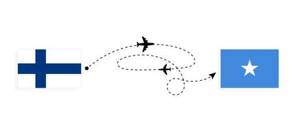 flug und reise von finnland nach somalia mit dem reisekonzept für passagierflugzeuge vektor