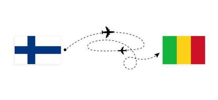 flyg och resa från finland till mali förbi passagerare flygplan resa begrepp vektor