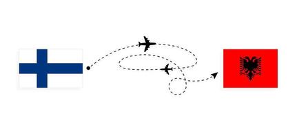 flyg och resa från finland till albania förbi passagerare flygplan resa begrepp vektor