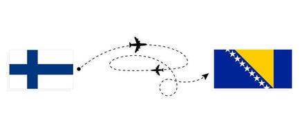 flyg och resa från finland till bosnien och herzegovina förbi passagerare flygplan resa begrepp vektor