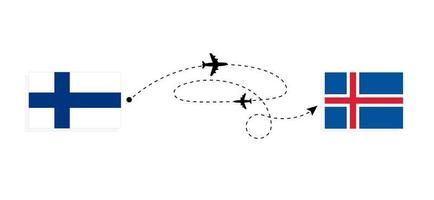 flug und reise von finnland nach island mit dem reisekonzept des passagierflugzeugs vektor