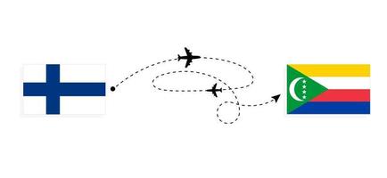 flyg och resa från finland till komorerna förbi passagerare flygplan resa begrepp vektor