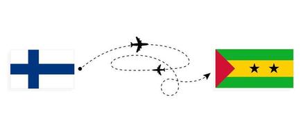 flyg och resa från finland till sao till mig och principe förbi passagerare flygplan resa begrepp vektor