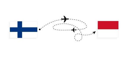 flug und reise von finnland nach monaco mit dem reisekonzept des passagierflugzeugs vektor