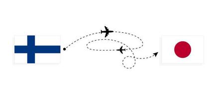 flyg och resa från finland till japan förbi passagerare flygplan resa begrepp vektor