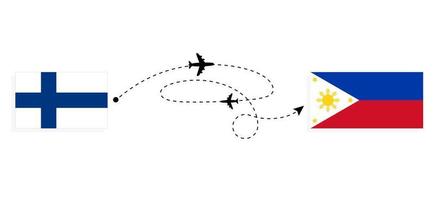 flyg och resa från finland till filippinerna förbi passagerare flygplan resa begrepp vektor