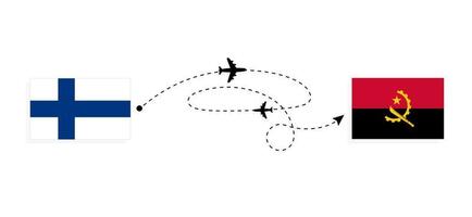 flyg och resa från finland till angola förbi passagerare flygplan resa begrepp vektor