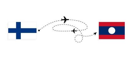 flyg och resa från finland till laos förbi passagerare flygplan resa begrepp vektor