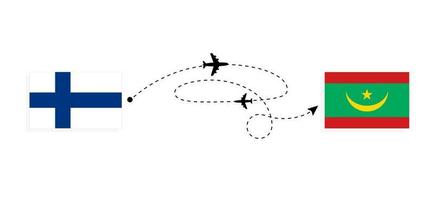 flyg och resa från finland till mauretanien förbi passagerare flygplan resa begrepp vektor