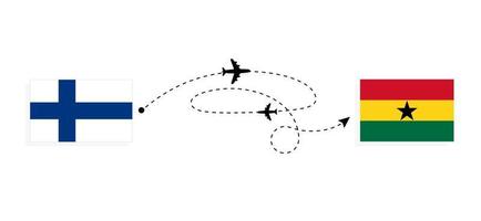 flyg och resa från finland till ghana förbi passagerare flygplan resa begrepp vektor