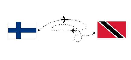 flyg och resa från finland till trinidad och tobago förbi passagerare flygplan resa begrepp vektor