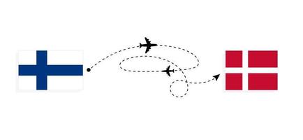 flyg och resa från finland till Danmark förbi passagerare flygplan resa begrepp vektor