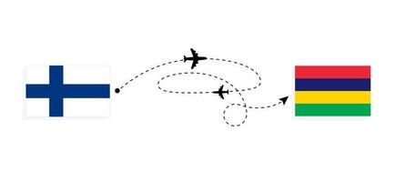 flyg och resa från finland till mauritius förbi passagerare flygplan resa begrepp vektor