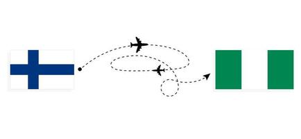 flyg och resa från finland till nigeria förbi passagerare flygplan resa begrepp vektor