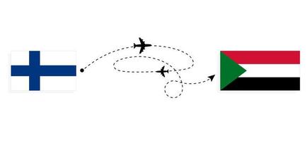 flyg och resa från finland till sudan förbi passagerare flygplan resa begrepp vektor